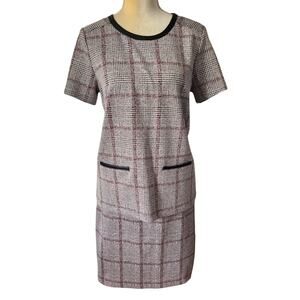 Ann Taylor Houndstooth Plaid Side Button Pencil Skirt Faux Leather Skirt Set 10